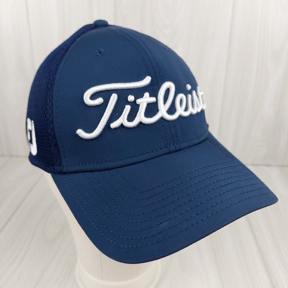 Titleist Golf Hat Mens Small-Medium Navy Blue Mesh Back Pro V1 FJ New Era Cap - Picture 5 of 7